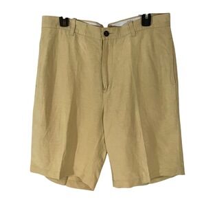 Trevero Mens Silk Linen Shorts Khaki Tan Flat Front Luxury Casual Sz 34
Classic‎